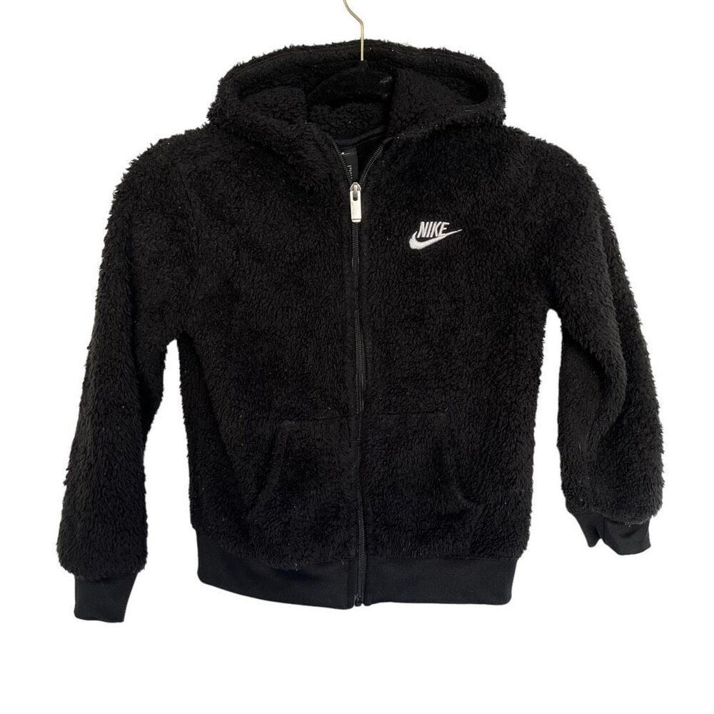 Nike Kids' Sherpa Woven Hoodie Jacket Black Size 6X